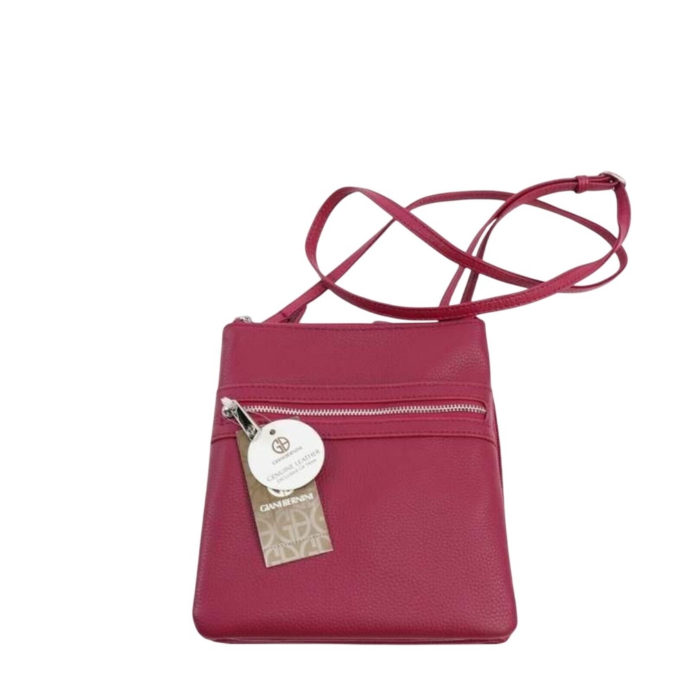 Giani‎ Bernini Crossbody Bag Women Small Sangria Pink New Leather Pebble Zip